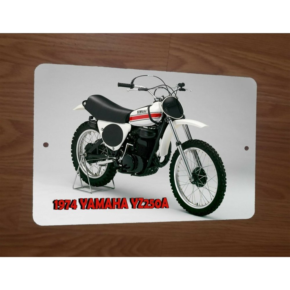 1974 Yamaha‎ YZ250A Motocross Motorcycle Dirt Bike Photo 8x12 Metal Wall Sign